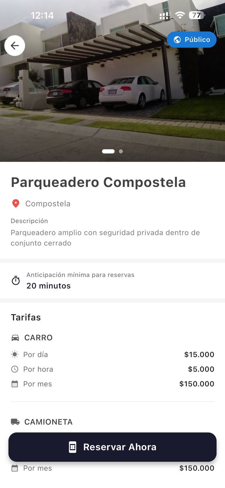 Detalle de parqueadero